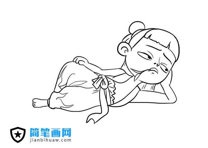 哪吒简笔画图片含上色