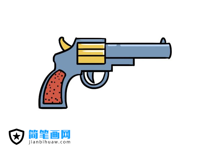 简单好画的手枪简笔画图片含彩色