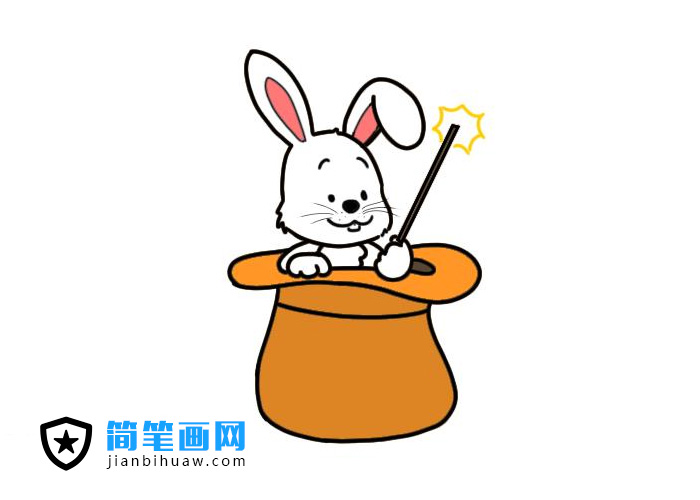 藏在帽子里的小白兔简笔画图片