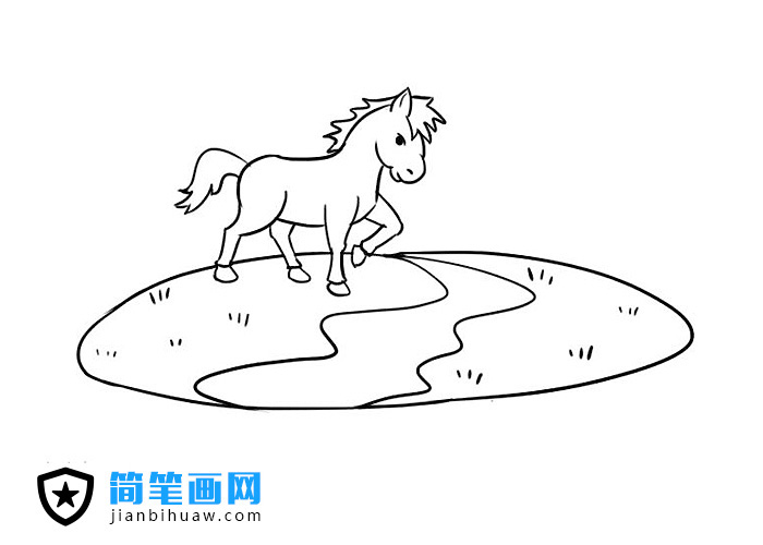 小马过河简笔画图片含上色