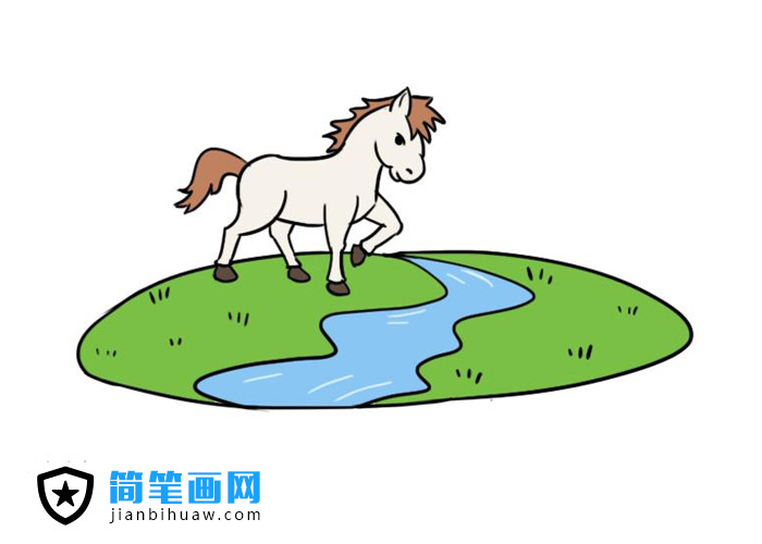 小马过河简笔画图片含上色