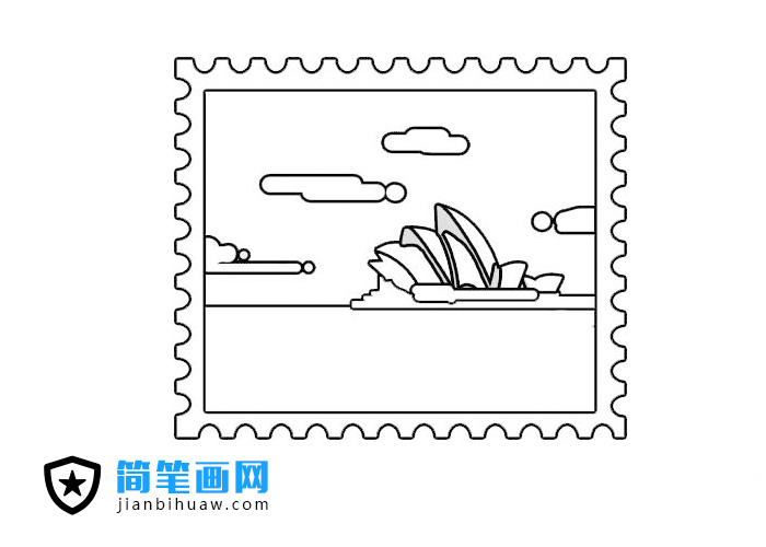 悉尼歌剧院邮票简笔画图片含上色