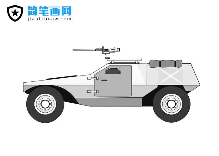 带武器的装甲车简笔画图片