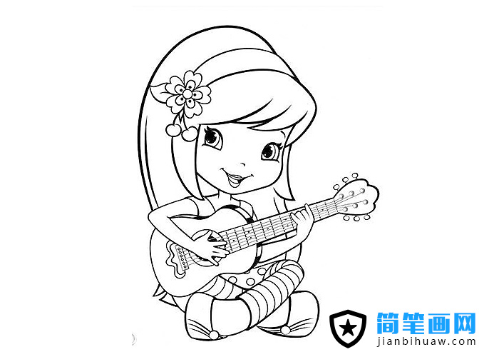 弹吉他的女生简笔画图片