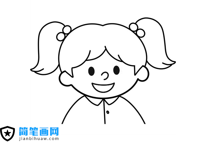 扎辫子的女孩简笔画图片