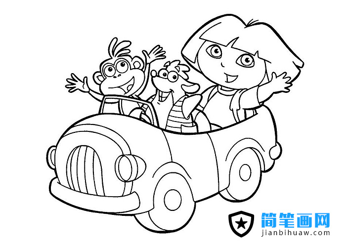 开汽车的朵拉简笔画图片