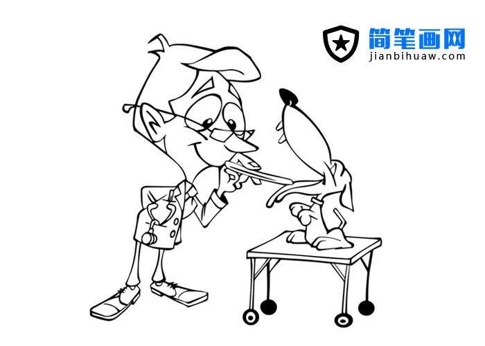 宠物医生给狗狗看病的卡通简笔画图片