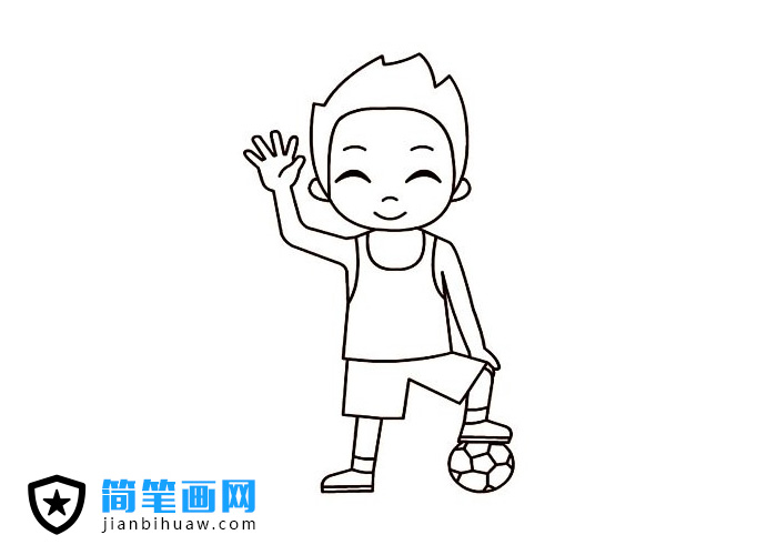 踢足球的男孩简笔画图片