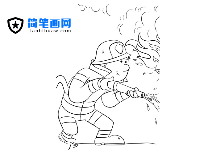 消防员正在救火的简笔画图片
