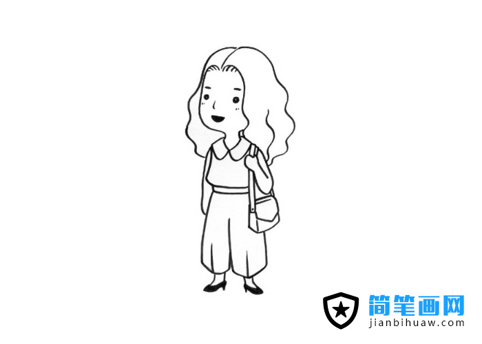 时尚辣妈简笔画图片