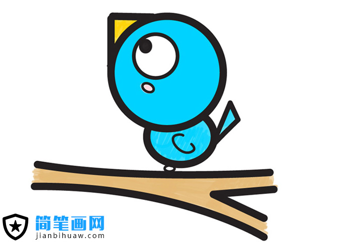 站在树枝上的卡通小鸟简笔画图片