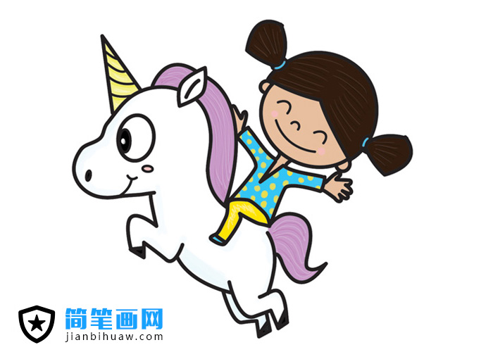 骑着马儿的小女孩简笔画图片