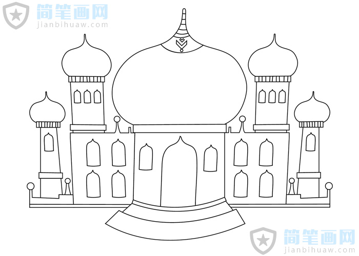 城堡简笔画图片含上色图片