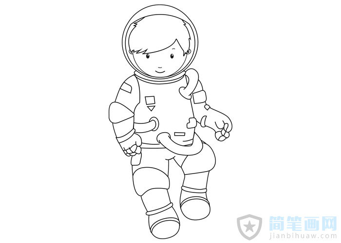 宇航员穿太空服的简笔画图片含上色简单又好看